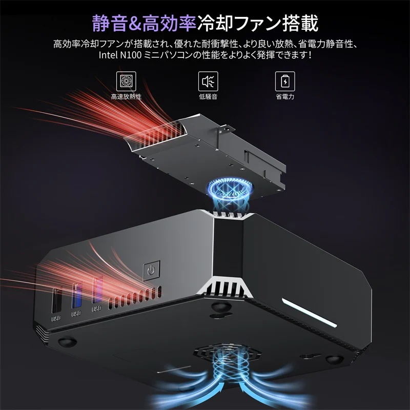ミニPC Alder Lake N100 デスクトップpc ミニパソコン 4C4T 3.4GHz 16GB DDR4 1TB SSD 2画面出力 2TB増設 放熱静音 4K 小型pc