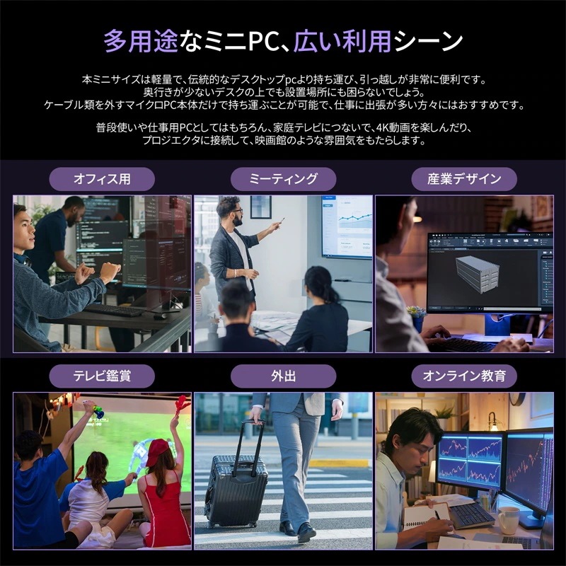 ミニPC Alder Lake N100 デスクトップpc ミニパソコン 4C4T 3.4GHz 16GB DDR4 1TB SSD 2画面出力 2TB増設 放熱静音 4K 小型pc