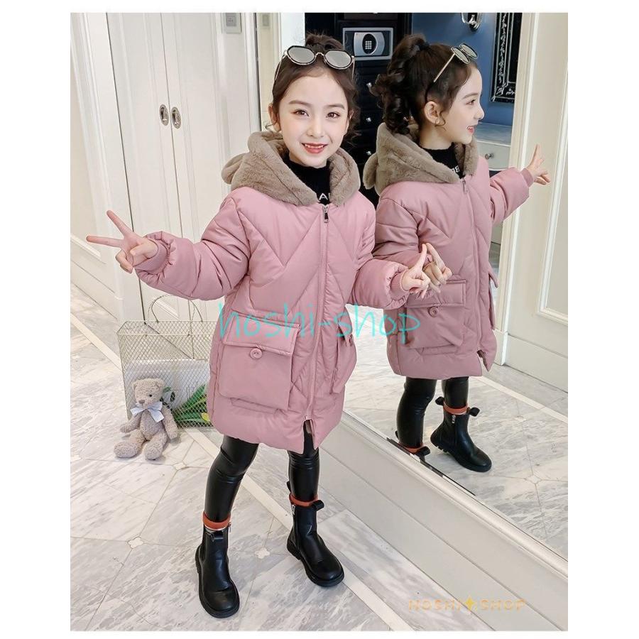 中綿コート キッズ 韓国子供服 男の子 女の子 冬服 子供コート アウター 厚手 ダウン風コート キッズコート ロングコート 中綿ジャケット フード付き