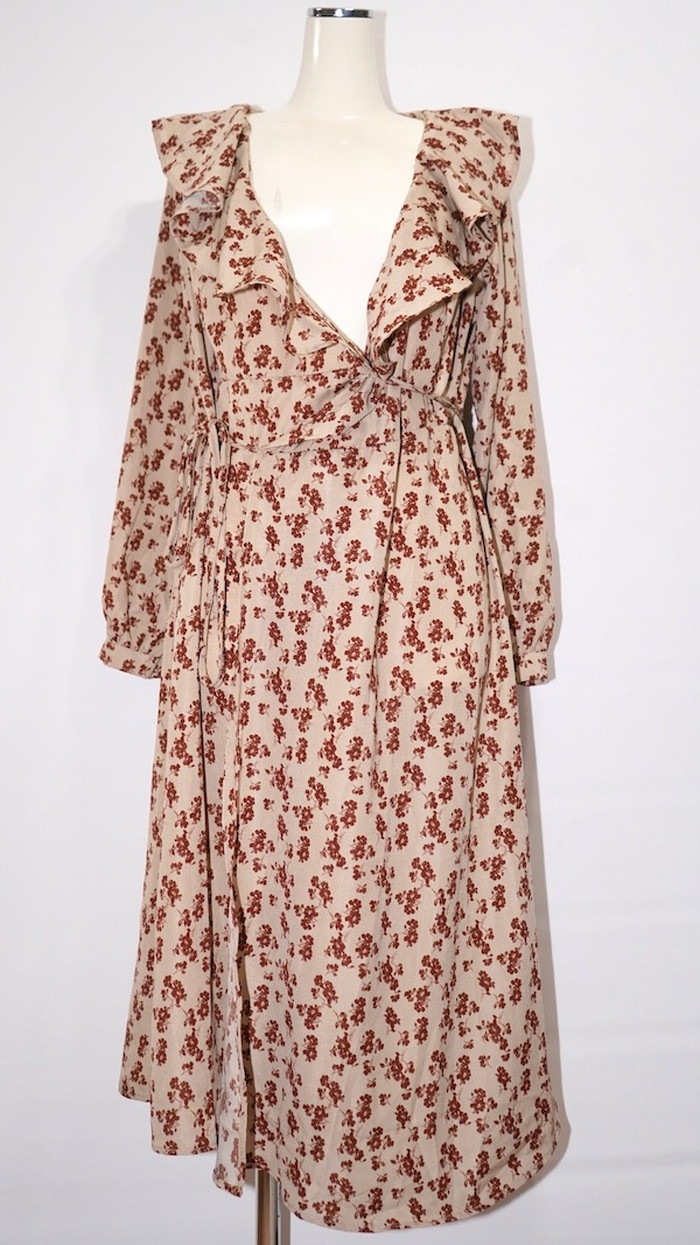 One Color Flower 2way Long Gown/Onepiece (beige) A,D,G レディース One Color Flower 2way Long Gown/Onepiece (beige) A,D,G レディース