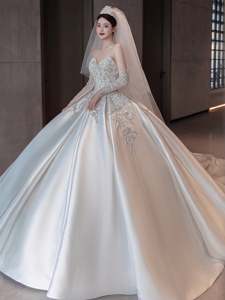 【3日で出荷】【高.品.質】 新作 高級感 気質 ワンピース 結婚式 ドレス 花嫁ロングドレス 結婚式ワンピース 韓国ファッション パーティードレス ウェディングドレス 白7566