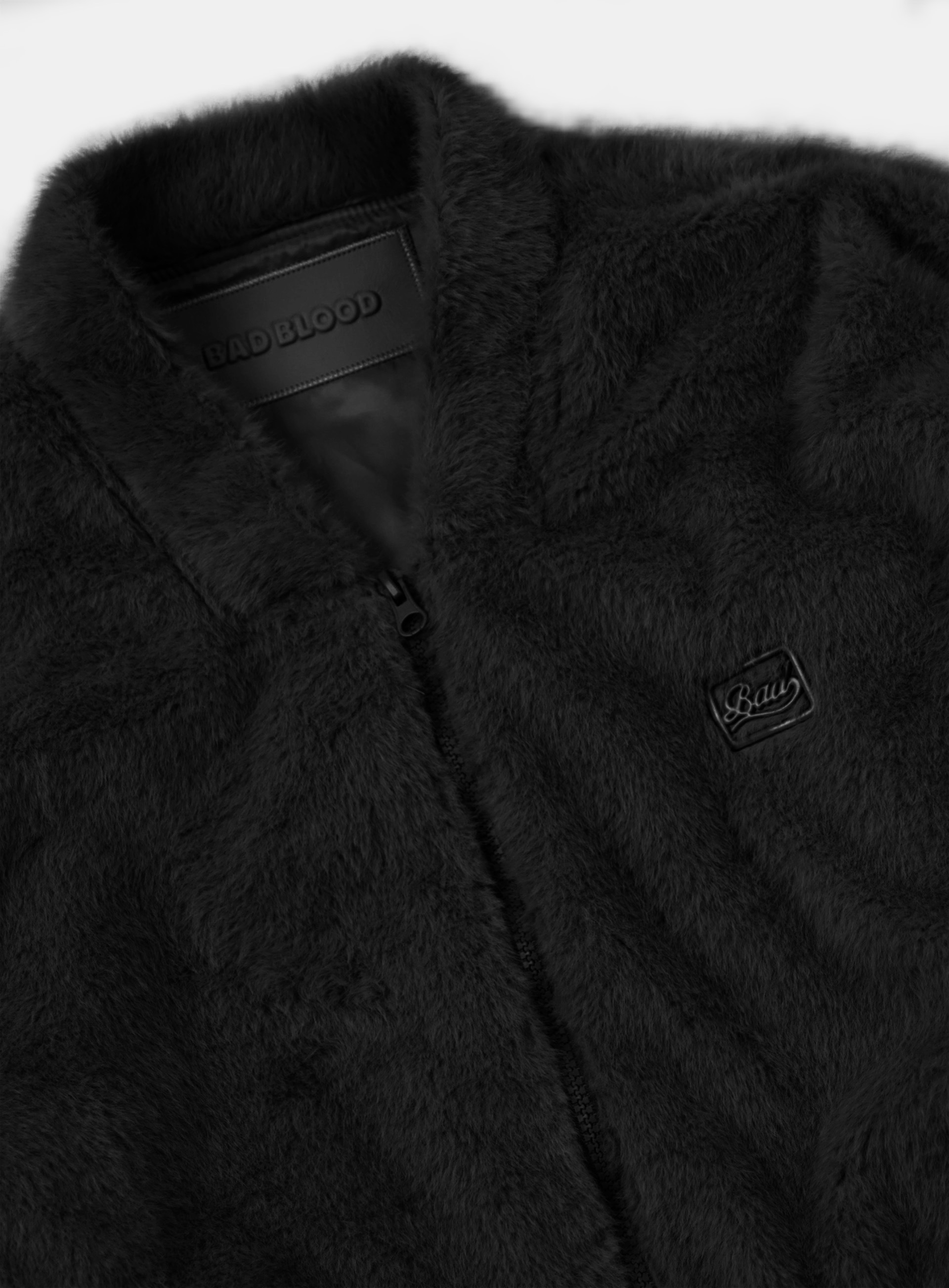BADBLOOD】 BEYOND SOFT LIGHT FUR ZIP-UP JACKET : BLACK BADBLOOD】 BEYOND SOFT LIGHT FUR ZIP-UP JACKET : BLACK