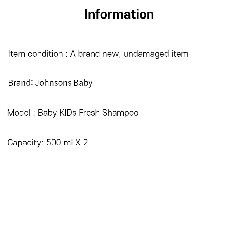 JohnsonsBaby 子供フレッシュシャンプー500ml X2 JohnsonsBaby 子供フレッシュシャンプー500ml X2