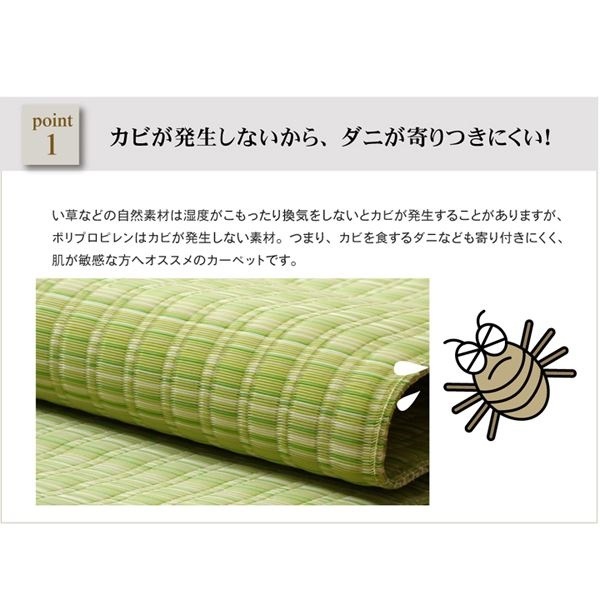 洗える PPカーペット/ラグマット ベージュ 本間3畳 約191cm286cm 日本製 防ダニ 防カビ バルカン