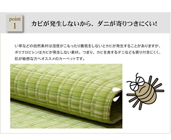 洗える PPカーペット/ラグマット ベージュ 本間3畳 約191cm286cm 日本製 防ダニ 防カビ バルカン