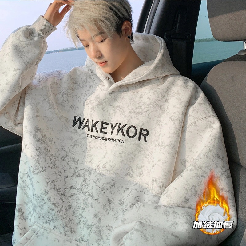 メンズファッション パーカー 420Gヘビータイダイフード付きスウェットシャツメンズ秋冬中わた入りの新しいティーンエイジャー メンズファッション パーカー 420Gヘビータイダイフード付きスウェットシャツメンズ秋冬中わた入りの新しいティーンエイジャー