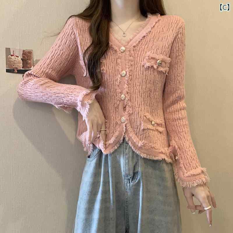 春 女性 フレンチ スタイル Vネック 赤 セーター ジャケット 大きサイズ ニット カーディガン スリミング スリット トップ mdprevattcaulkingandwaterproofing.com