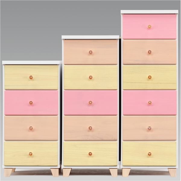日本製 天然木 スリムチェスト 6段 39cm幅 ピンク系 完成品 チェスト タンス 衣類収納 引出し収納