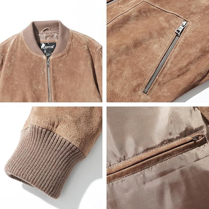 メンズ スエード レザージャケット フライト ボンバー 軽量 バイク