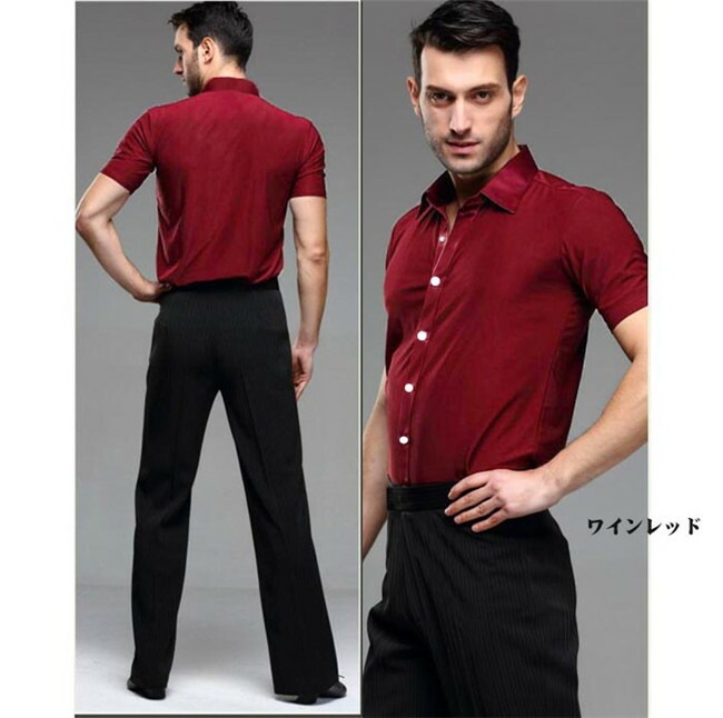 Hao-D★社交ダンス★ラテン★メンズ★新品近★シャツ★メタリック★L★ハオディ Hao-D☆社交ダンス☆ラテン☆メンズ☆新品近☆シャツ☆メタリック