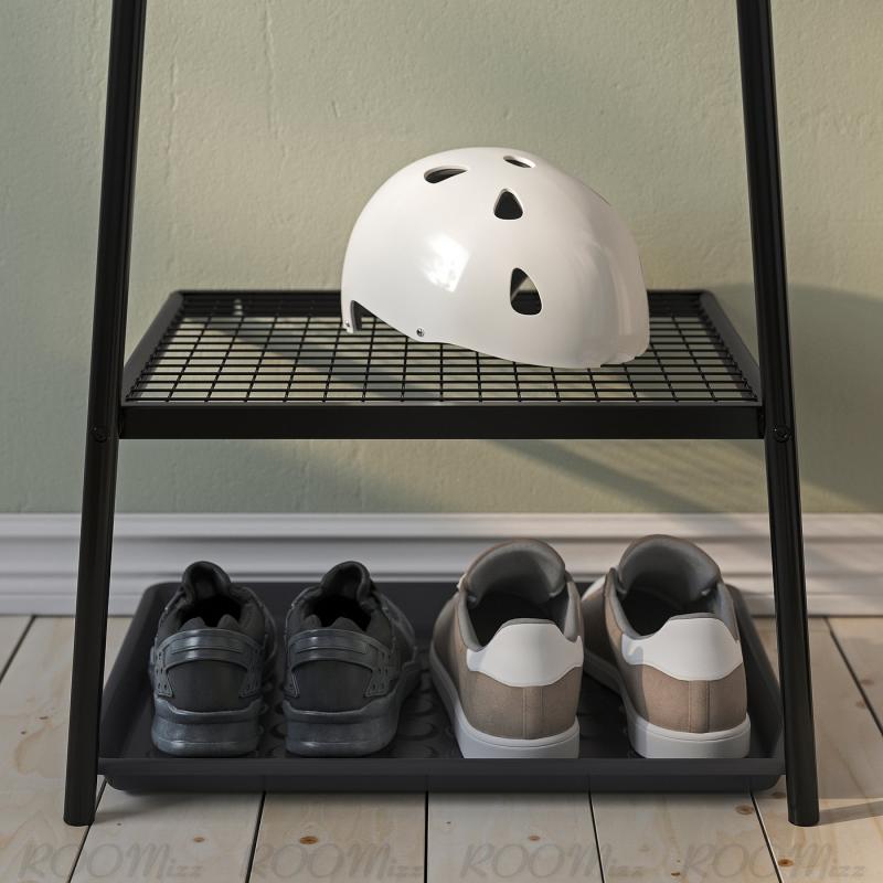 ALGANAS エリヤネス ハンガーラック 靴収納付き - ブラック 46x39x166 cm