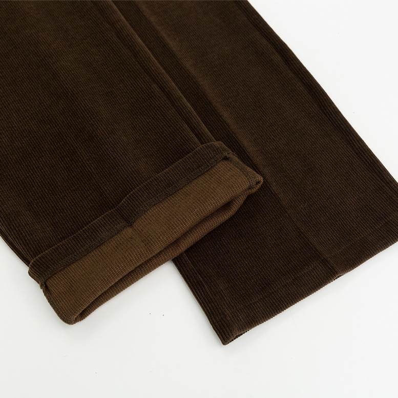 ボトムス レディース コーデュロイ ツータック セミワイド 秋 冬 ニットパンツ パンツ ワイドパンツ タックパンツ ウエストゴム 個性的 センタープレス ニット 茶色 ライトベージュ 大人可愛い き