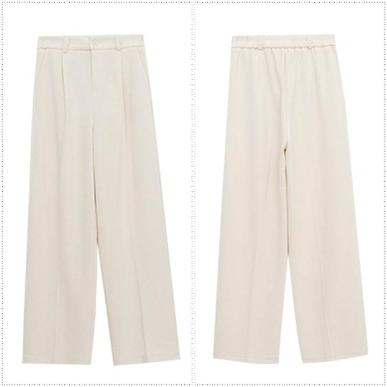 ボトムス レディース コーデュロイ ツータック セミワイド 秋 冬 ニットパンツ パンツ ワイドパンツ タックパンツ ウエストゴム 個性的 センタープレス ニット 茶色 ライトベージュ 大人可愛い き