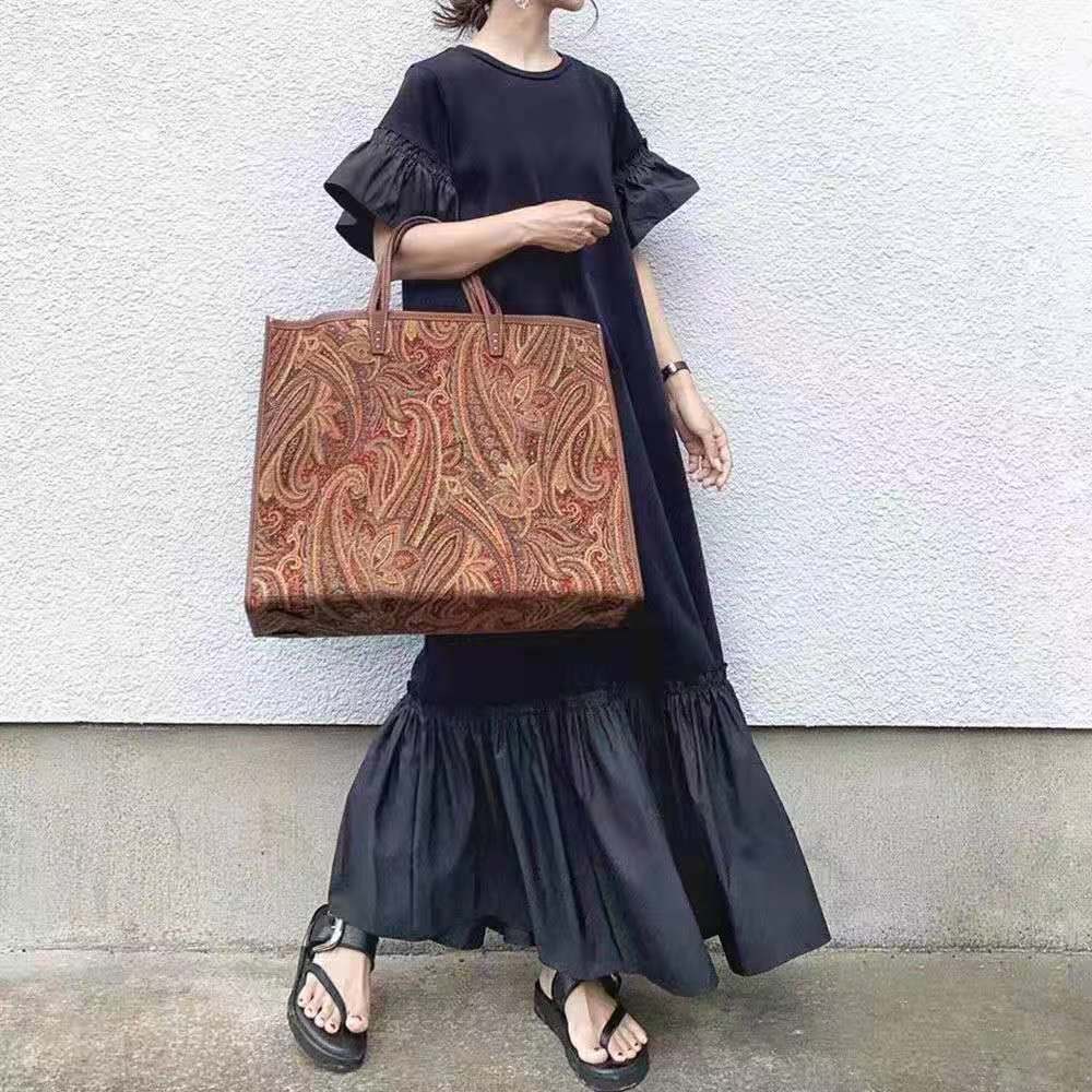 ワンピース レディース 送料無料 シャツワンピース フレアワンピース ティアードワンピース ランタンスリーブ ロング丈 マキシ丈 ロングワンピース 襟なし 切り替え バイカラー 長袖 パフスリーブ ボ