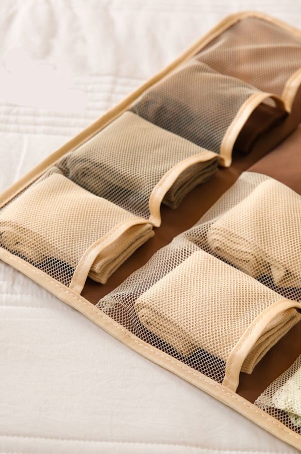 【メガ割 】収納ポケット ハンガー式 ウォールポケット 下着収納 吊り下げ収納 両面収納 大容量 透明 フランス風 レトロ スッキリ収納 下着 靴下 ブラ ショーツ ブラジャー収納 衣類 ハンガーラッ