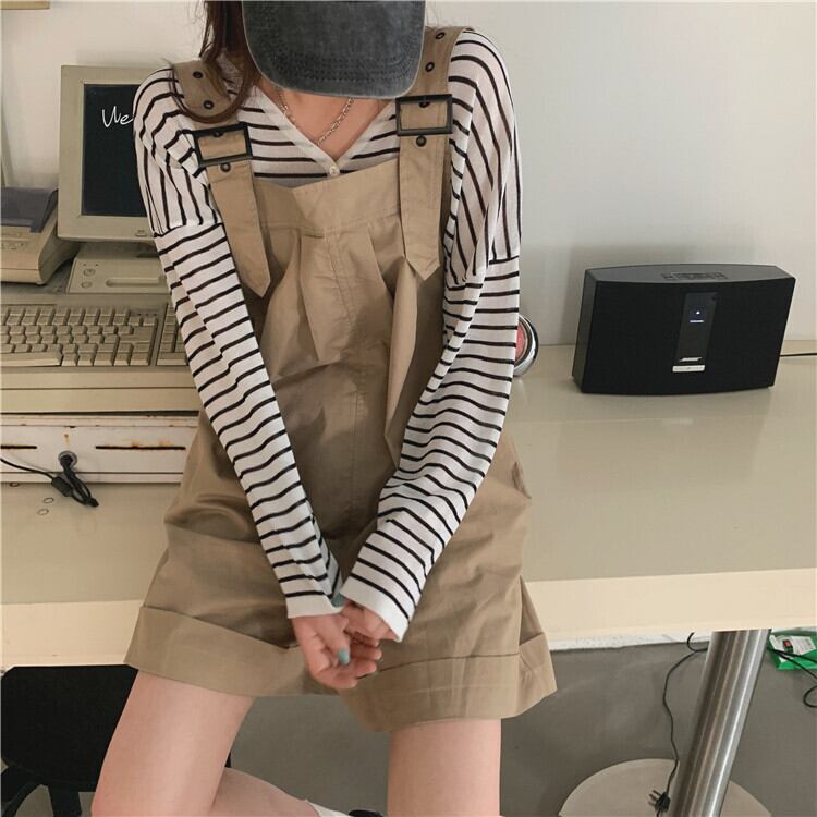 オールインワン つなぎ レディース ミニ 袖なし ワイド 裾ワイド 綿 ポリエステル かわいい 大人可愛い シンプル カジュアル おしゃれ こなれ感 ラフ 個性的 抜け感 ラブリー キュート 無地 春