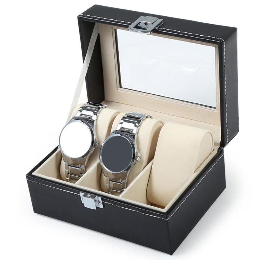 時計ディスプレイケース(3本用 ブラック) 高級 レザー ベルベット 革 皮 ディスプレイボックス ガラス コレクションボックス 父の日 プレゼント ギフト 男性 彼氏 時計ディスプレイケース(3本用 ブラック) 高級 レザー ベルベット 革 皮 ディスプレイボックス ガラス コレクションボックス 父の日 プレゼント ギフト 男性 彼氏