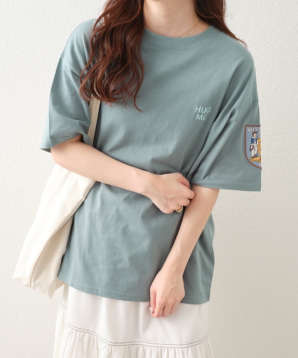 Qoo10 OLIVE des OLIVE ワッペン付きTシャツ 無地 半袖 刺繍