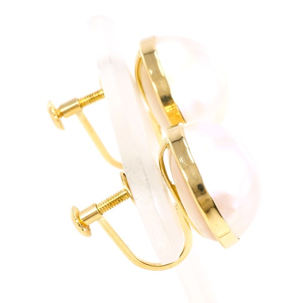 K18 18金 YG イエローゴールド イヤリング マベパール(真珠) ジュエリー 中古 K18 18金 YG イエローゴールド イヤリング マベパール(真珠) ジュエリー 中古