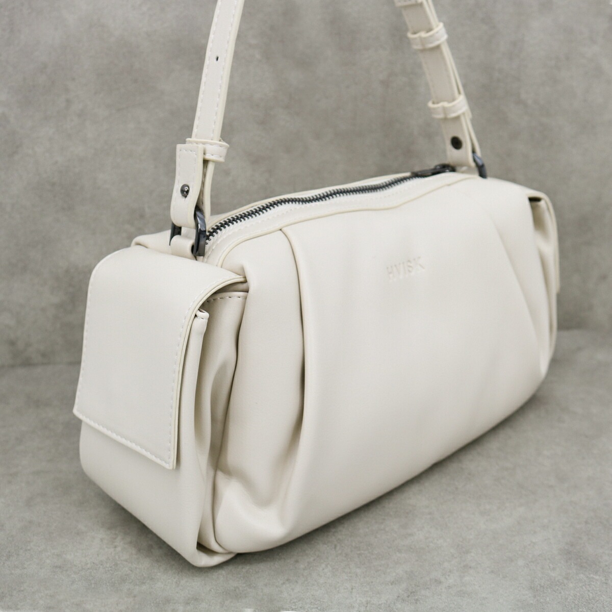 Elbie Soft Structure Shadow Grey Butter White ショルダーバッグ ハンドバッグ 2way レディース クロスボディ ポシェット