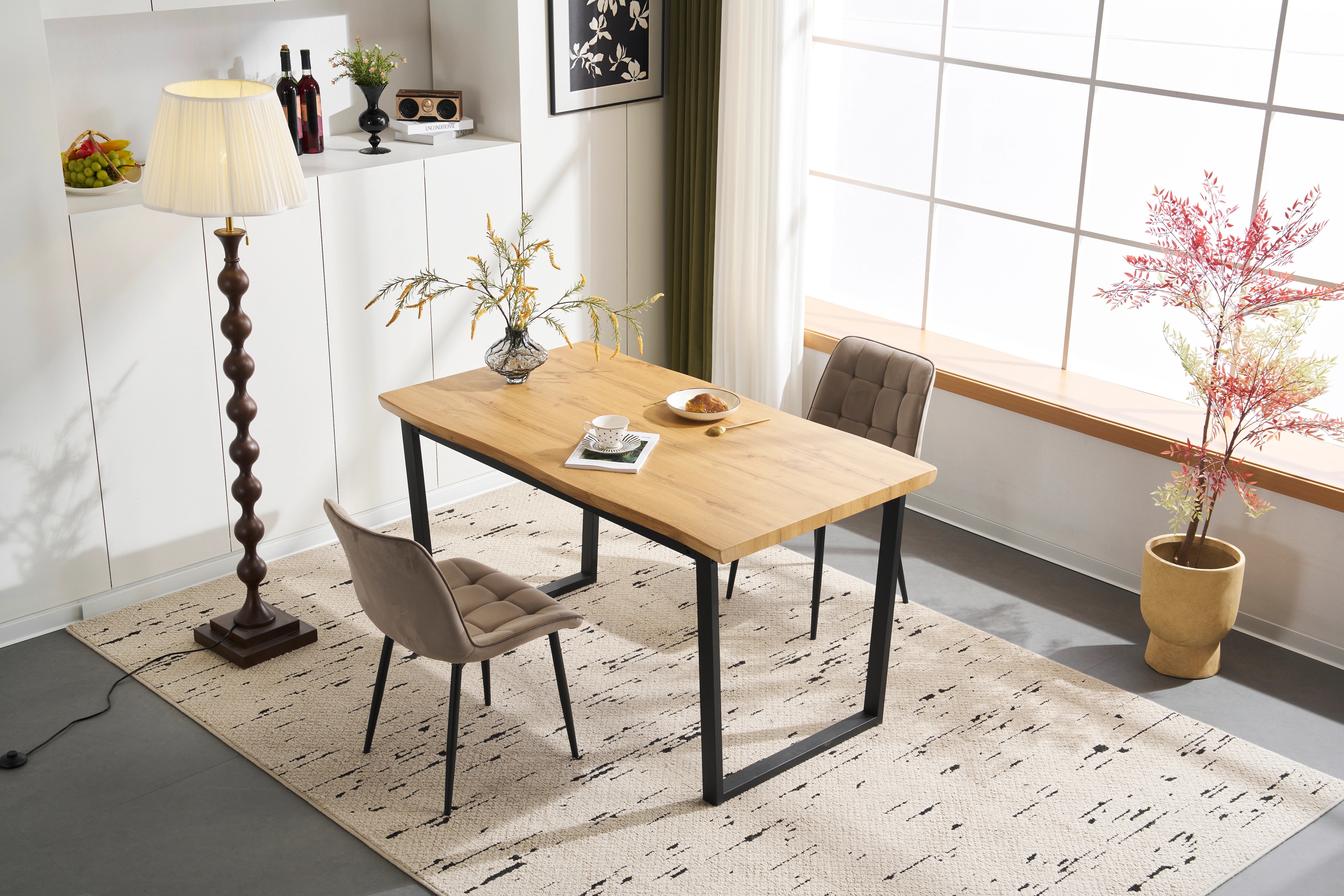 14【テーブル単品販売】ダイニングテーブル 食卓 4人用 2人用 幅140cm おしゃれ 組み立て非常に簡単 ソリッド ハイエンド ヴィンテージ風 モダン 客用 書斎用 シンプル 波の形