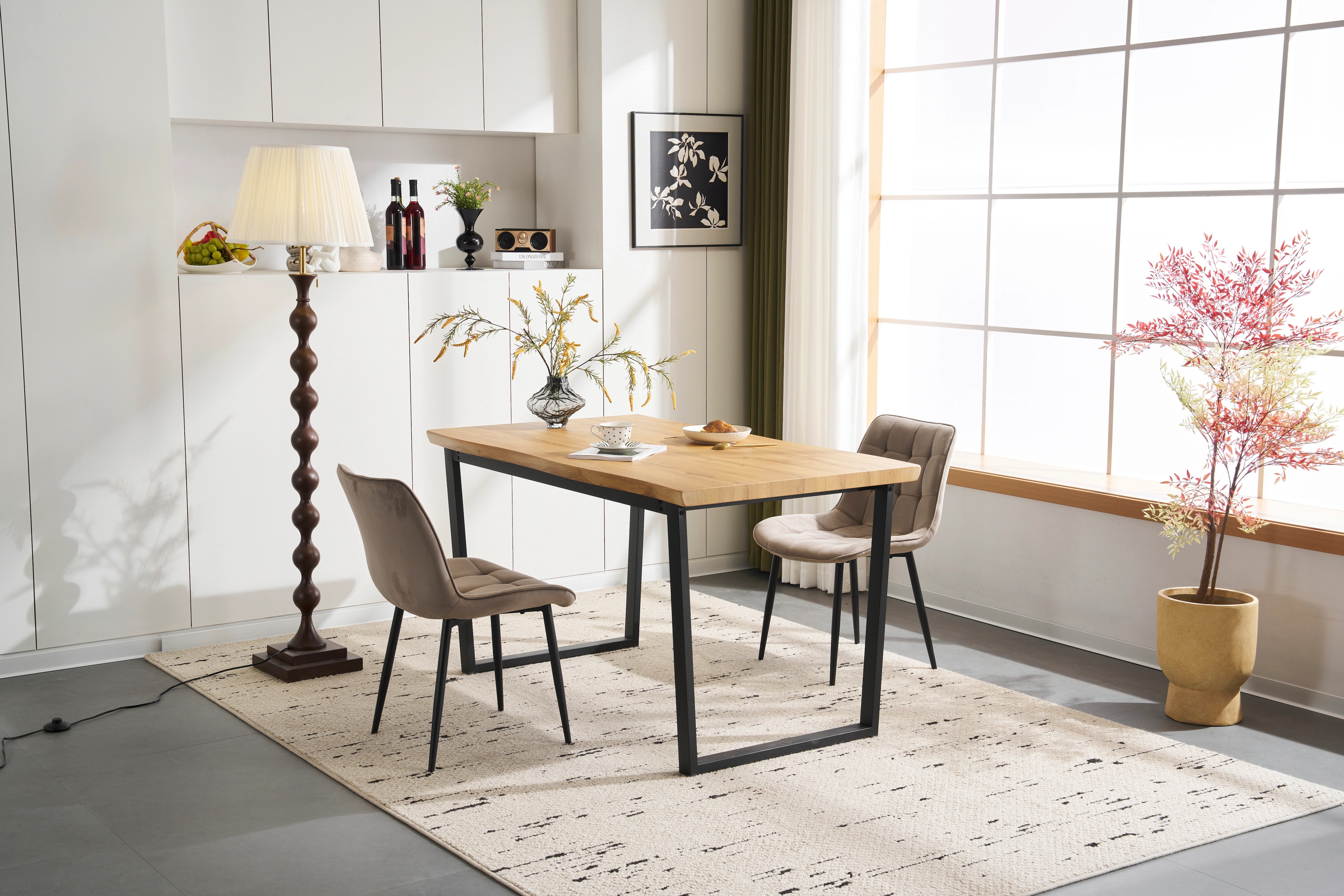 14【テーブル単品販売】ダイニングテーブル 食卓 4人用 2人用 幅140cm おしゃれ 組み立て非常に簡単 ソリッド ハイエンド ヴィンテージ風 モダン 客用 書斎用 シンプル 波の形