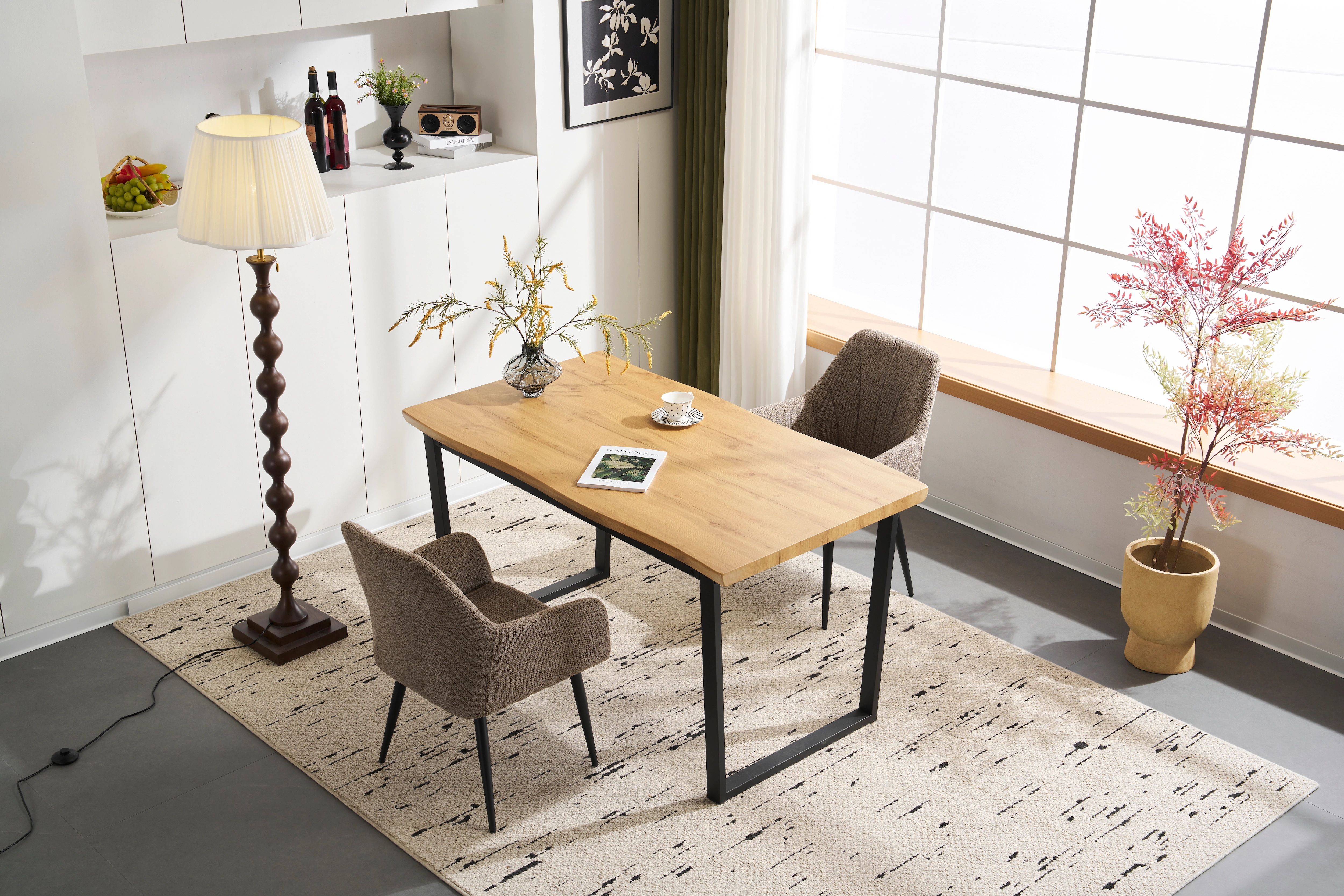 14【テーブル単品販売】ダイニングテーブル 食卓 4人用 2人用 幅140cm おしゃれ 組み立て非常に簡単 ソリッド ハイエンド ヴィンテージ風 モダン 客用 書斎用 シンプル 波の形