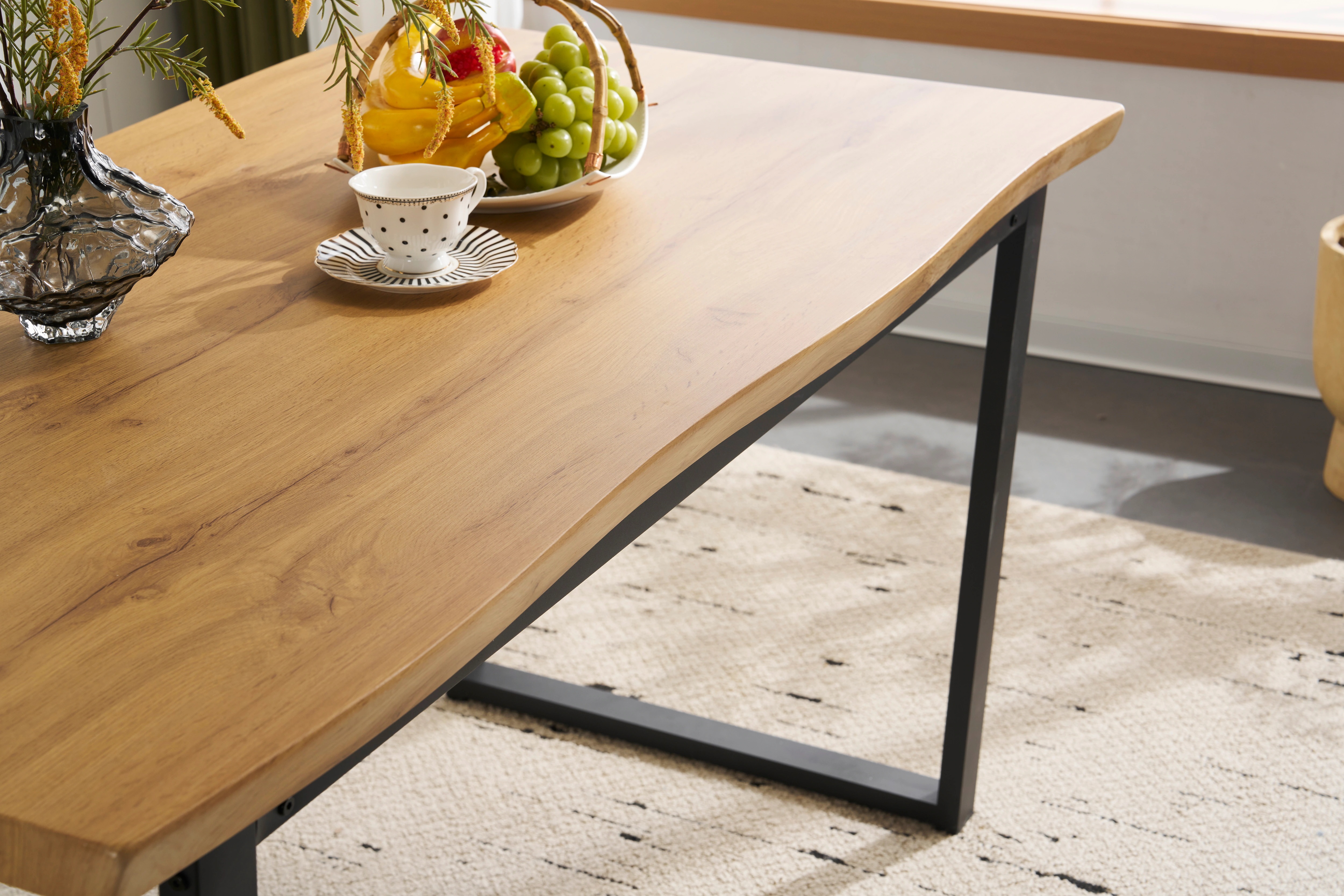 14【テーブル単品販売】ダイニングテーブル 食卓 4人用 2人用 幅140cm おしゃれ 組み立て非常に簡単 ソリッド ハイエンド ヴィンテージ風 モダン 客用 書斎用 シンプル 波の形