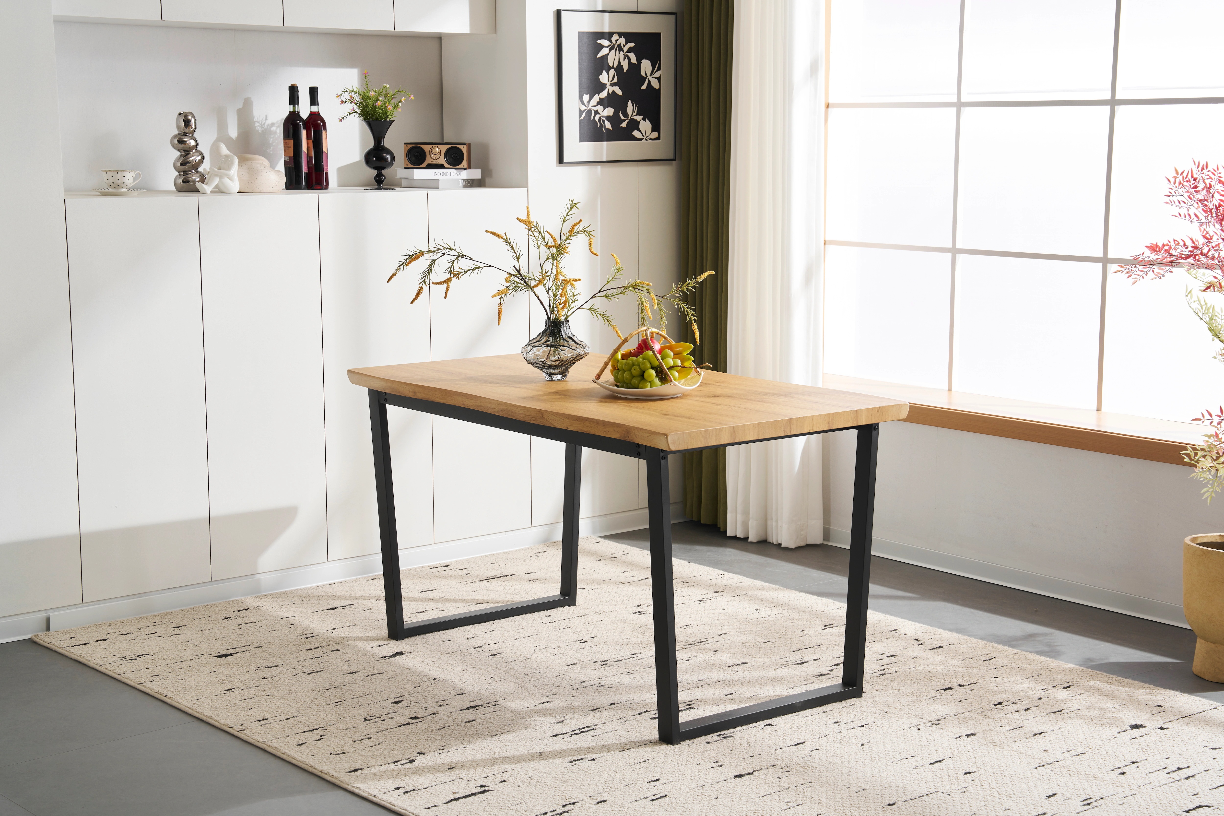 14【テーブル単品販売】ダイニングテーブル 食卓 4人用 2人用 幅140cm おしゃれ 組み立て非常に簡単 ソリッド ハイエンド ヴィンテージ風 モダン 客用 書斎用 シンプル 波の形