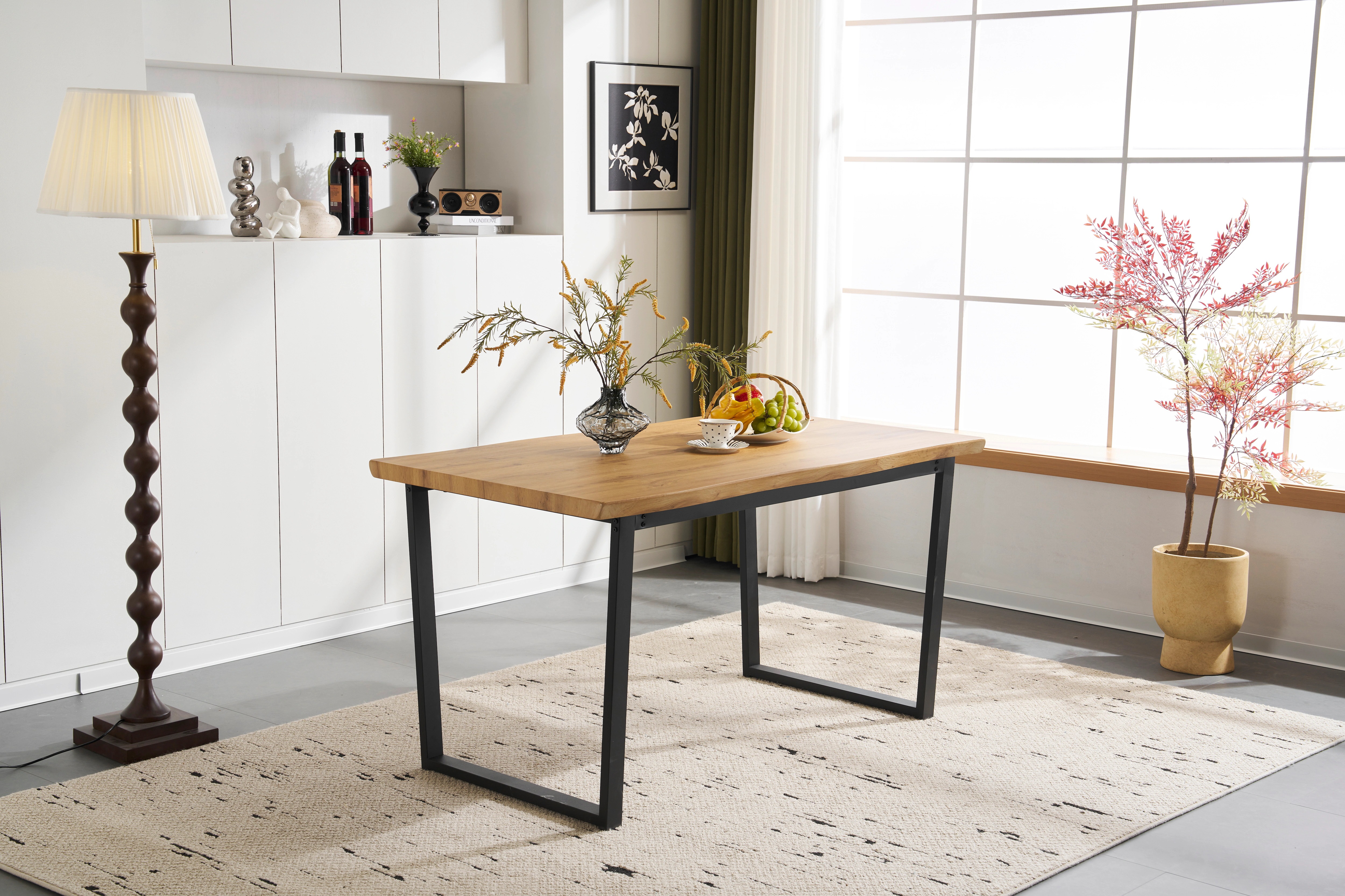 14【テーブル単品販売】ダイニングテーブル 食卓 4人用 2人用 幅140cm おしゃれ 組み立て非常に簡単 ソリッド ハイエンド ヴィンテージ風 モダン 客用 書斎用 シンプル 波の形