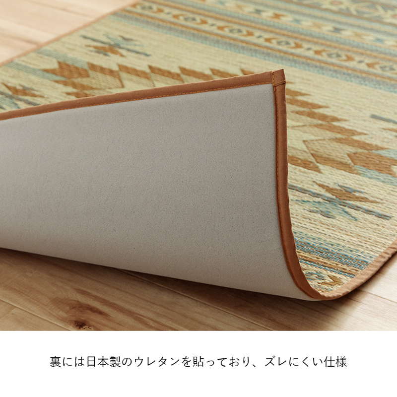 玄関マット 屋内 大きめ 70x120cm 夏用 国産 い草ラグ 袋三重織り おしゃれ キリム柄 滑り止め付き 玄関マット 屋内 大きめ 70x120cm 夏用 国産 い草ラグ 袋三重織り おしゃれ キリム柄 滑り止め付き
