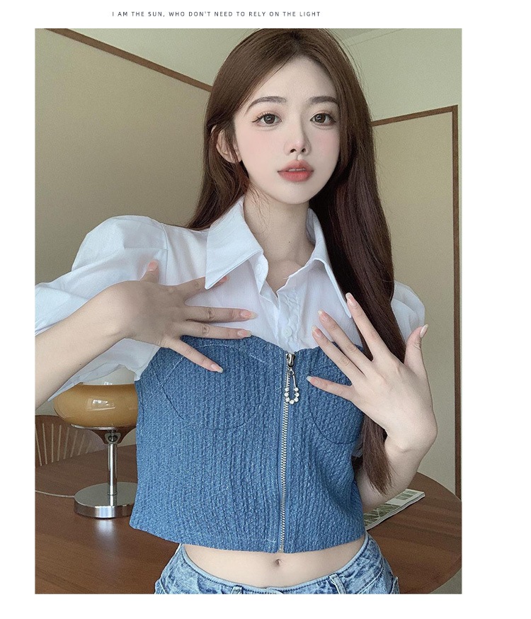 学生風 個性的 トップス シャツ ブラウス ショート丈 袖あり 半袖 ボリューム袖 Vネック 襟付き 細身 ストレート 切り替えデザイン 前開き 薄手 かわいい きれいめ おしゃれ レトロ 大人可愛い 学生風 個性的 トップス シャツ ブラウス ショート丈 袖あり 半袖 ボリューム袖 Vネック 襟付き 細身 ストレート 切り替えデザイン 前開き 薄手 かわいい きれいめ おしゃれ レトロ 大人可愛い