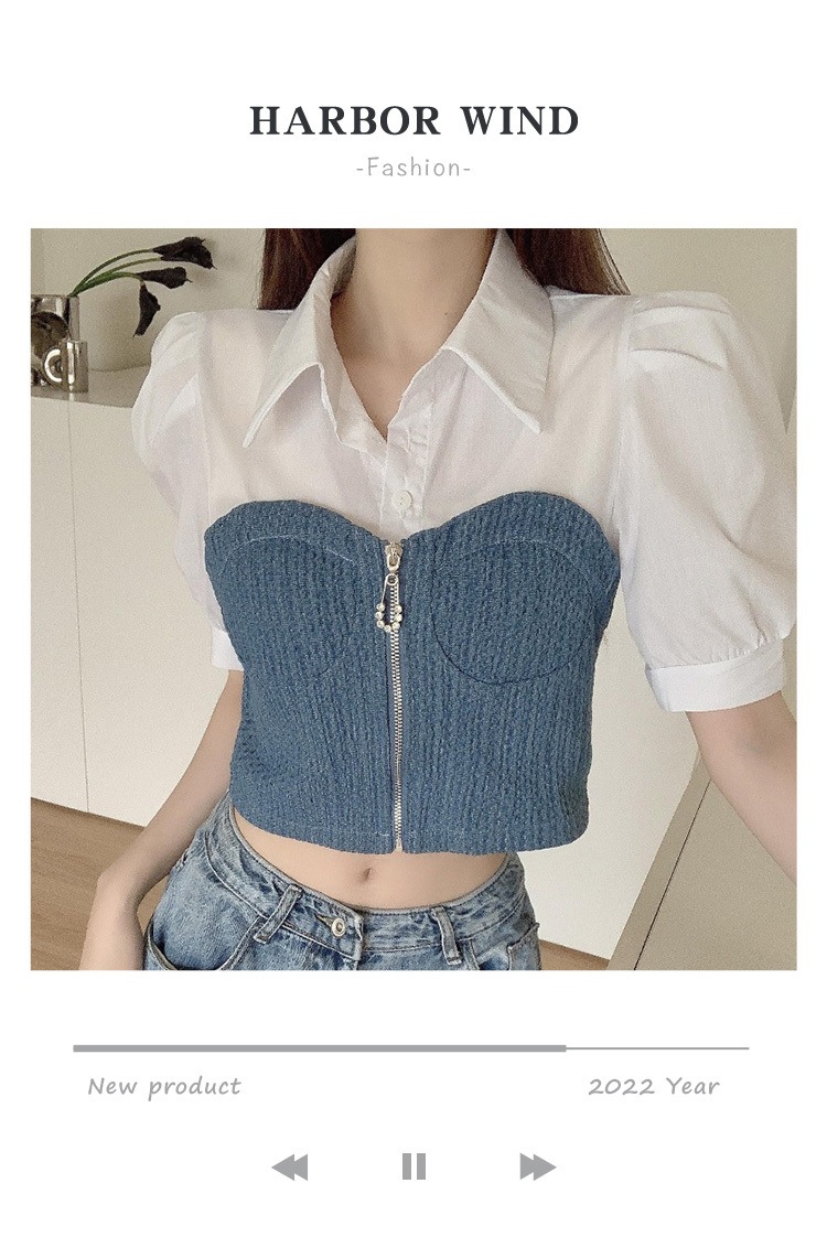 学生風 個性的 トップス シャツ ブラウス ショート丈 袖あり 半袖 ボリューム袖 Vネック 襟付き 細身 ストレート 切り替えデザイン 前開き 薄手 かわいい きれいめ おしゃれ レトロ 大人可愛い 学生風 個性的 トップス シャツ ブラウス ショート丈 袖あり 半袖 ボリューム袖 Vネック 襟付き 細身 ストレート 切り替えデザイン 前開き 薄手 かわいい きれいめ おしゃれ レトロ 大人可愛い