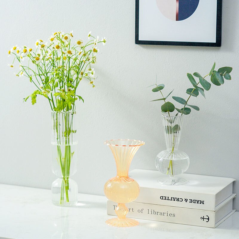 ガラス 花瓶 フラワーベース おしゃれ 一輪挿し 透明 生け花 花びん円柱 VE シンプル