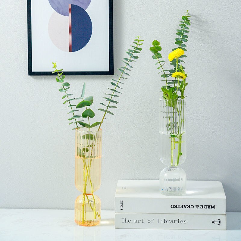 ガラス 花瓶 フラワーベース おしゃれ 一輪挿し 透明 生け花 花びん円柱 VE シンプル