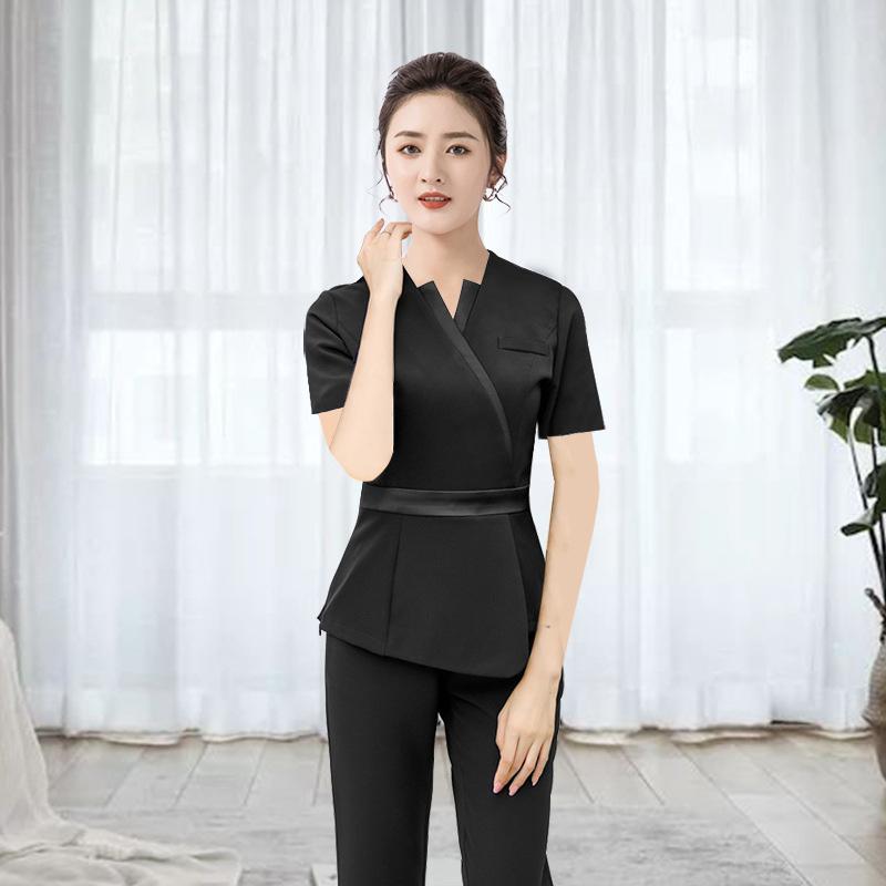 ユニフォーム エステ サロン制服 上下セット レディース 化粧品販売 半袖ズボン ホテル ネイル 美容 歯科 医療系作業服 クリニック スチュワーデス