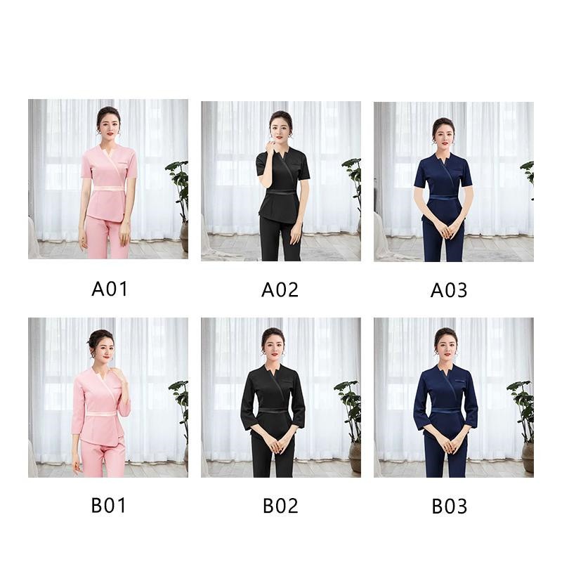 ユニフォーム エステ サロン制服 上下セット レディース 化粧品販売 半袖ズボン ホテル ネイル 美容 歯科 医療系作業服 クリニック スチュワーデス