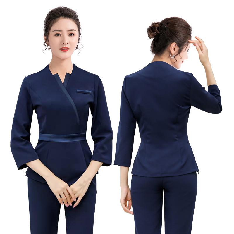 ユニフォーム エステ サロン制服 上下セット レディース 化粧品販売 半袖ズボン ホテル ネイル 美容 歯科 医療系作業服 クリニック スチュワーデス
