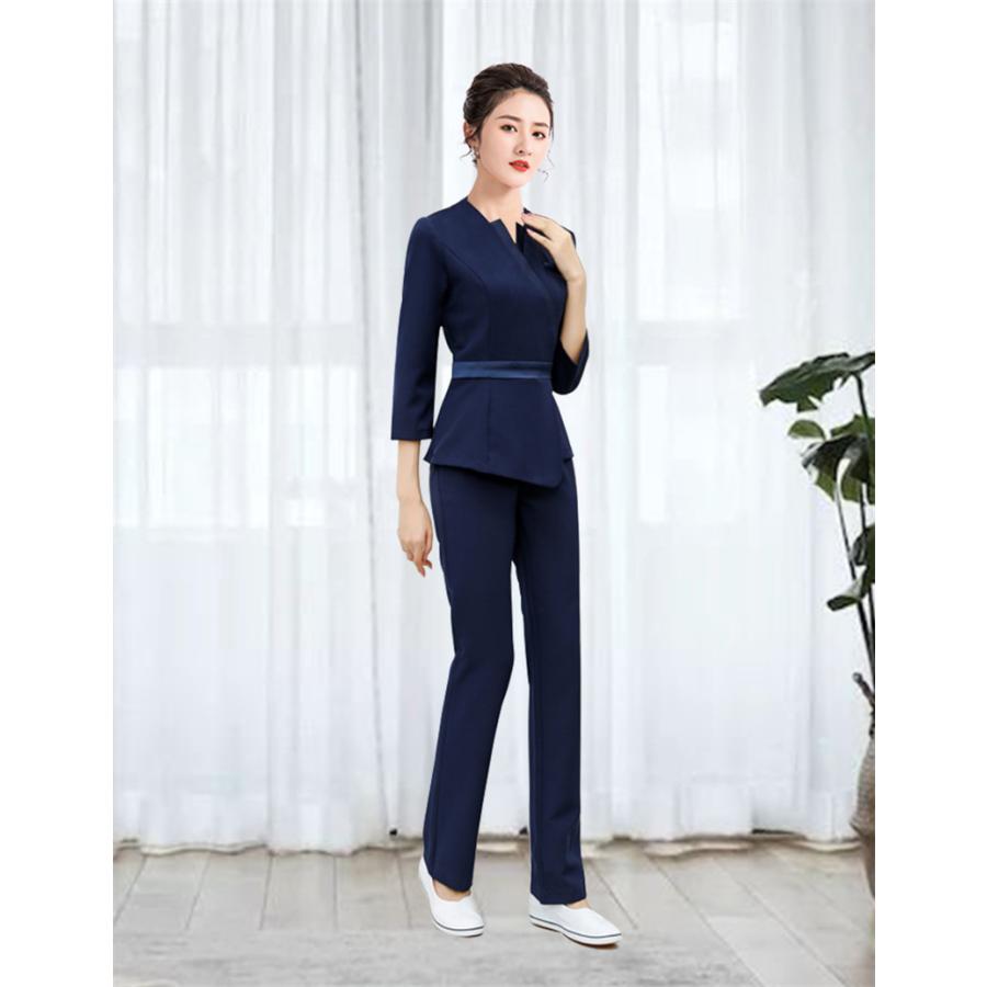 ユニフォーム エステ サロン制服 上下セット レディース 化粧品販売 半袖ズボン ホテル ネイル 美容 歯科 医療系作業服 クリニック スチュワーデス