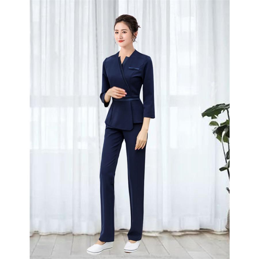 ユニフォーム エステ サロン制服 上下セット レディース 化粧品販売 半袖ズボン ホテル ネイル 美容 歯科 医療系作業服 クリニック スチュワーデス
