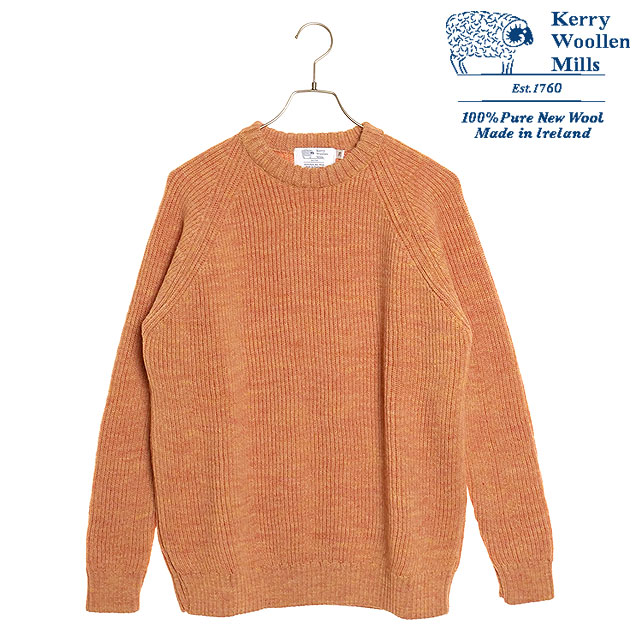 ケリーウーレンミルズ KERRY WOOLLEN MILLS フィッシャーマンリブクルーネックセーター [KW-0003] メンズ トップス ニット ウール 英国製 August-Peach