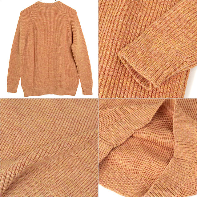 ケリーウーレンミルズ KERRY WOOLLEN MILLS フィッシャーマンリブクルーネックセーター [KW-0003] メンズ トップス ニット ウール 英国製 August-Peach