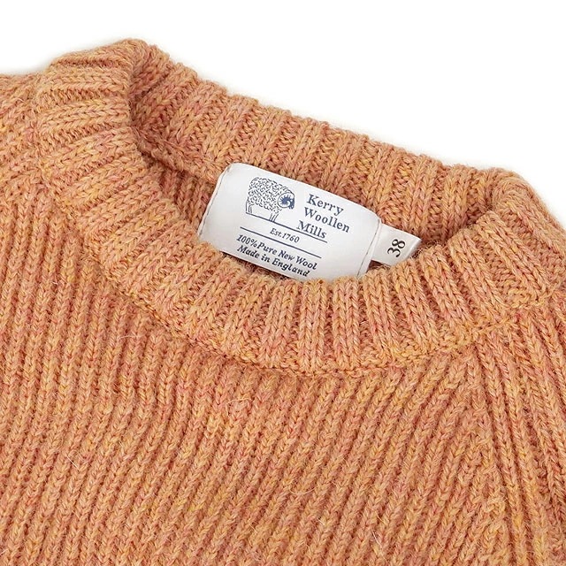 ケリーウーレンミルズ KERRY WOOLLEN MILLS フィッシャーマンリブクルーネックセーター [KW-0003] メンズ トップス ニット ウール 英国製 August-Peach