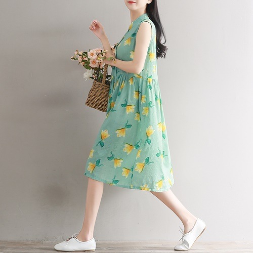 1251花柄ノースリーブシャツワンピース... : レディース服 2022低価