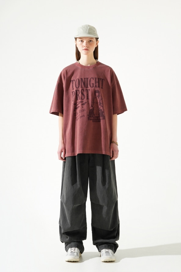 PERSTEPのTwo Tuck Pigment Parachute Pants 全5色 PERSTEP] Two Tuck Pigment Parachute Pants