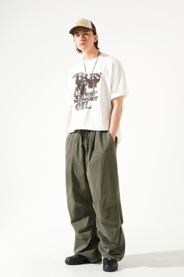 【PERSTEP】24SS★ Two Tuck Pigment Parachute Pants PERSTEP] Two Tuck Pigment Parachute Pants ロングパンツ