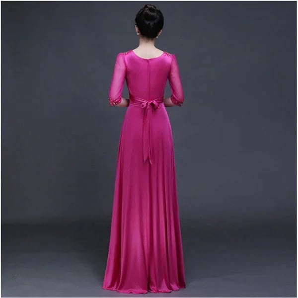 ロング ドレス イブニングドレス コンサート aライン ステージ 半袖 司会者 パーティードレス