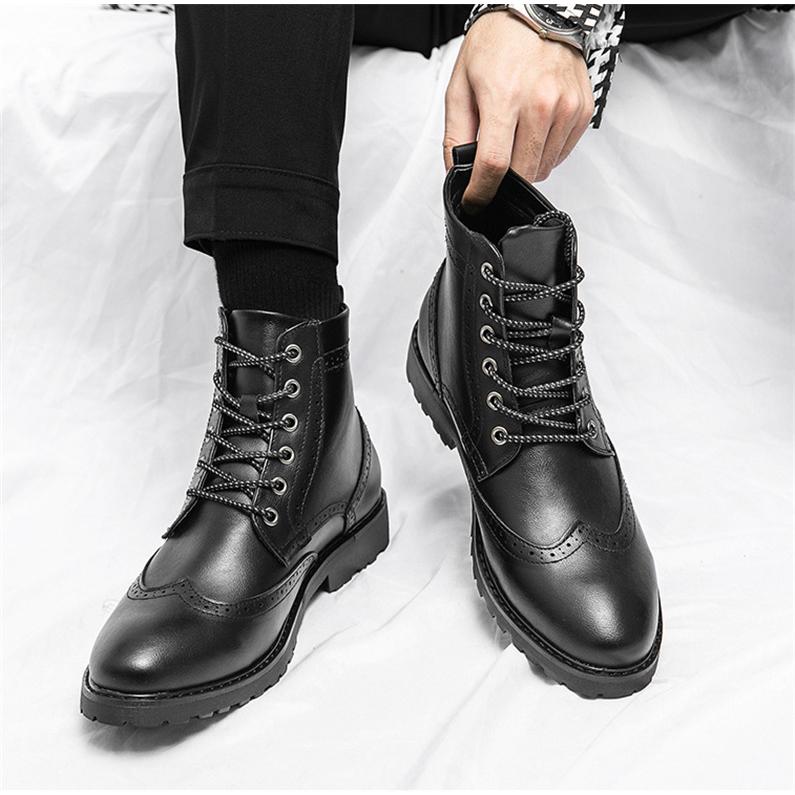 超目玉新品 メンズブーツ ショートブーツ 紳士靴 革靴 ブローグ 編み上げブーツ 本革 ウォーキング 通勤 ビジネス カジュアル 秋冬 ポインテッドトゥ 男子シューズ