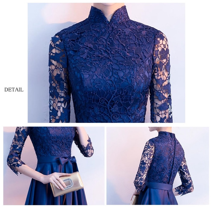 パーティードレス　結婚式 ワンピース　詰襟 ロングドレス パーティードレス ロング ドレス　ピアノ 発表会 演奏会 パーティー パーティ ブライダル ウェディング 20代 30代 40代 50代 春夏