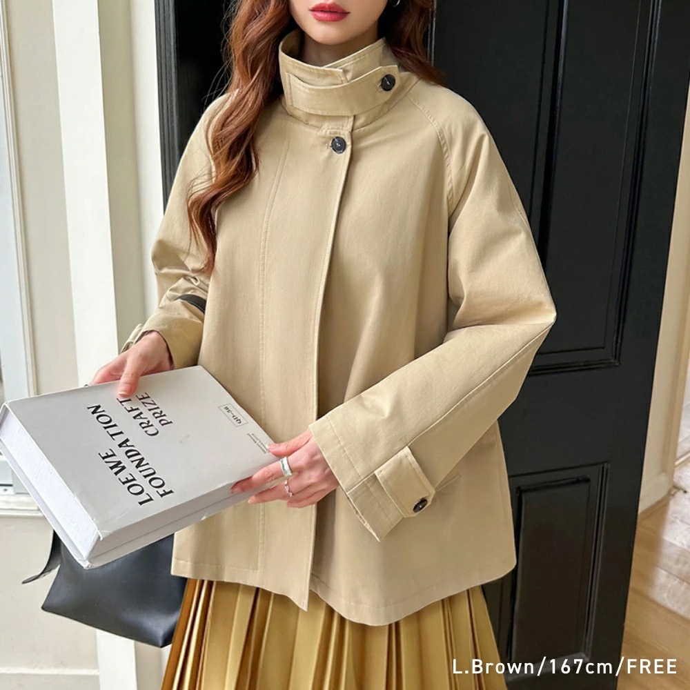 [ 即日発送]コート トレンチコート ミドル丈 Aライン スプリングコート レディース アウター スタンドカラー ライトアウター スタンドカラーコート オフィス オフィスカジュアル 通勤 ゆったり ト